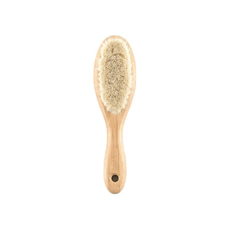 2021 hot sale bamboo cleaning brush hair brush bamboo oval customized goat soft bristle baby brush