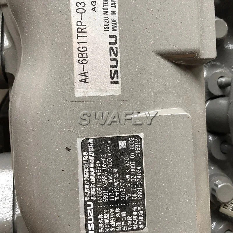 Swafly Новый CC-6BG1TRP 6BG1T 113KW дизельный двигатель в сборе SH200-A3 ZAXIS200 SH200 ZX200 экскаватор