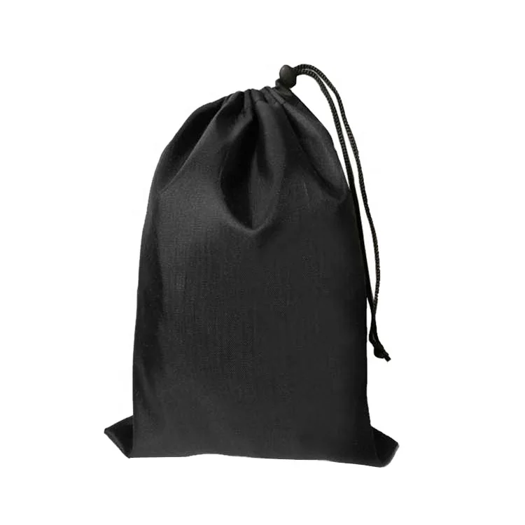 2024 Wholesale Factory Custom Logo Small Drawstring Bag 210d Black Polyester Jewelry Gift Packaging Bag Nylon Drawstring Pouch