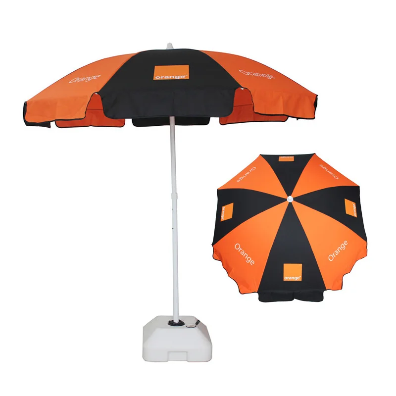 Orange logo customized promotional beach umbrella parasol for telecom advertising