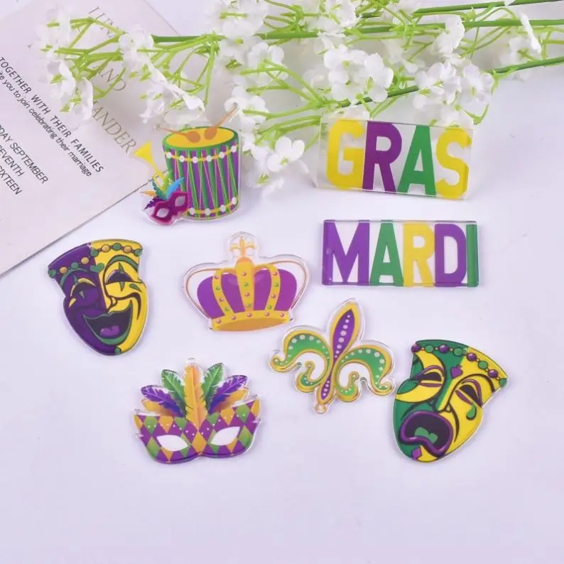 Cross-border European and American Carnival double-sided acrylic pendant earrings necklace jewelry accessories pendant