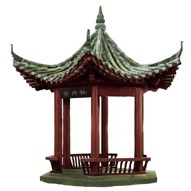Chinese traditional wood pavilion for garden waterproof wood frame pergola
