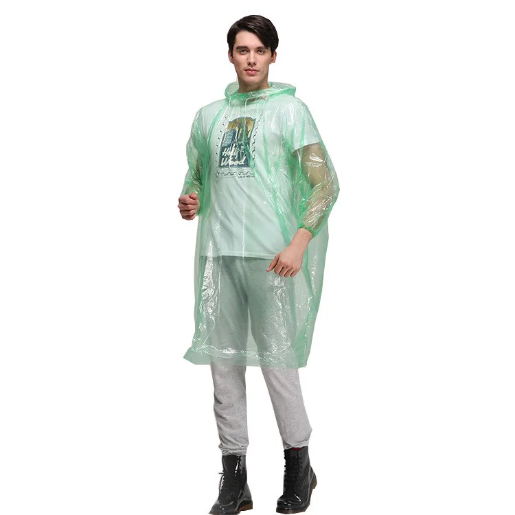 
Travelsky Best selling adults customized logo PE poncho waterproof transparent clear disposable rain coat 