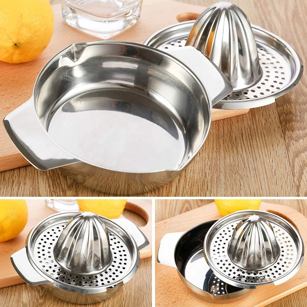 
Stainless Steel Manual Juicer Fruit Lemon Lime Orange Squeezer with Bowl Juicer Strainer 
