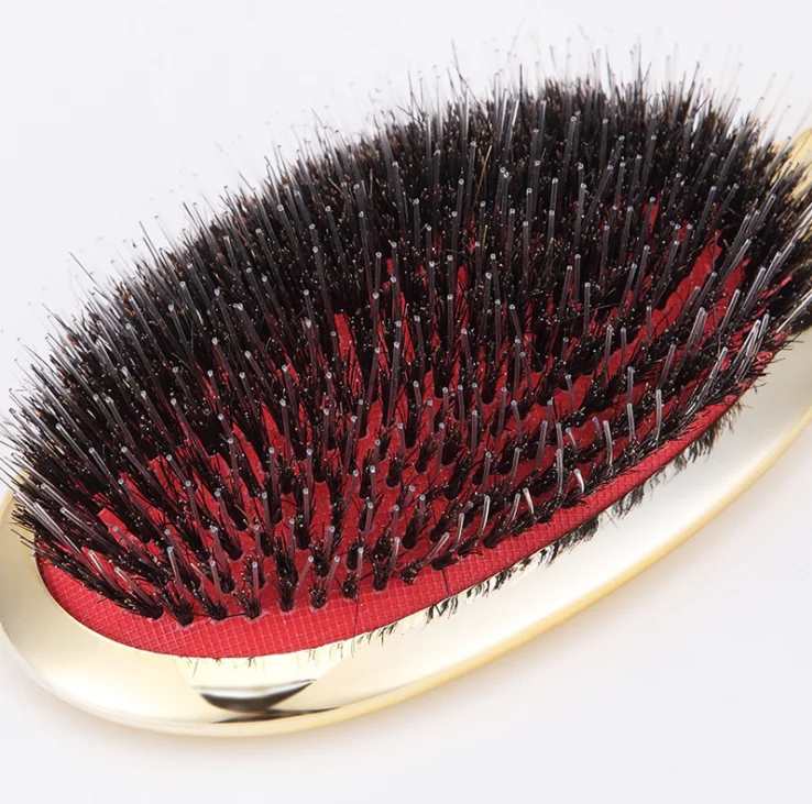 Professional  Custom Logo Oval Paddle Hair Brush Natural Boar bristle Detangling Comb Massage Hair Scalp Nylon Bristle Brushes