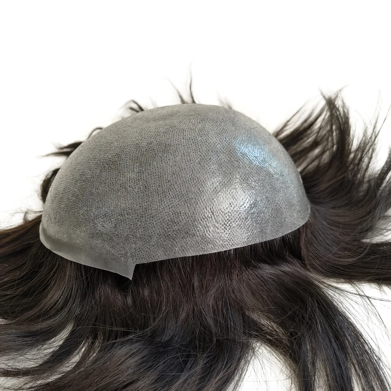 Full Thin Skin PU Reverse Knots Base Natural Human Hair Man Woman Toupee