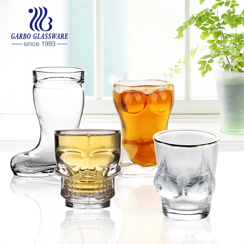 tequila shot glass 2-3oz custom printing thick bottom shot glass customized decal   60ml Square shot glass tumblers with thick