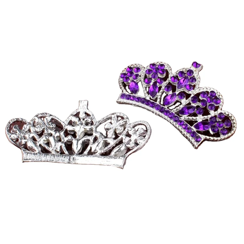 30Pcs/Bag 6colors Vintage Handmade Metal Rhinestone Button Bling Alloy Crystal Flatback Crown/Tiara Buttons for Hair accessories