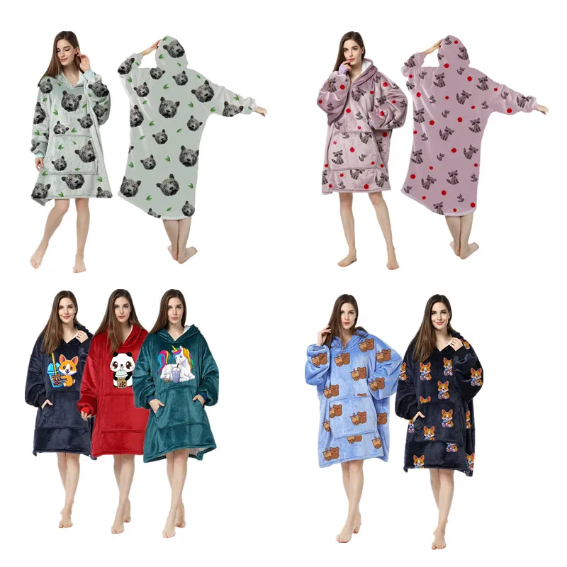 Offer OEM ODM Label Size Color Pattern Dropshipping MOQ 1 Piece Sample Service Hoodie Blanket