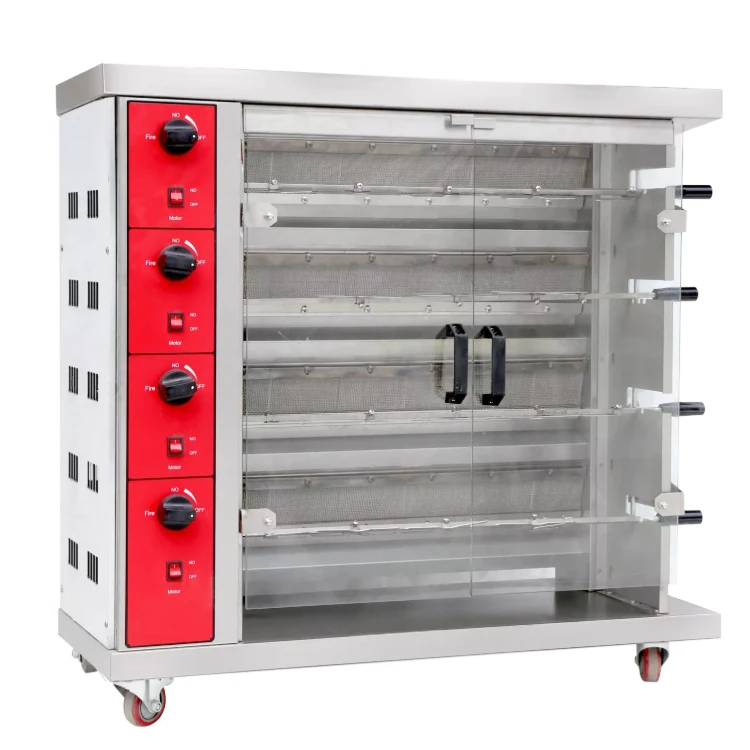 Commercial Chicken Gas Rotisserie Grill With Wheels Rotary Gas Oven Equipment