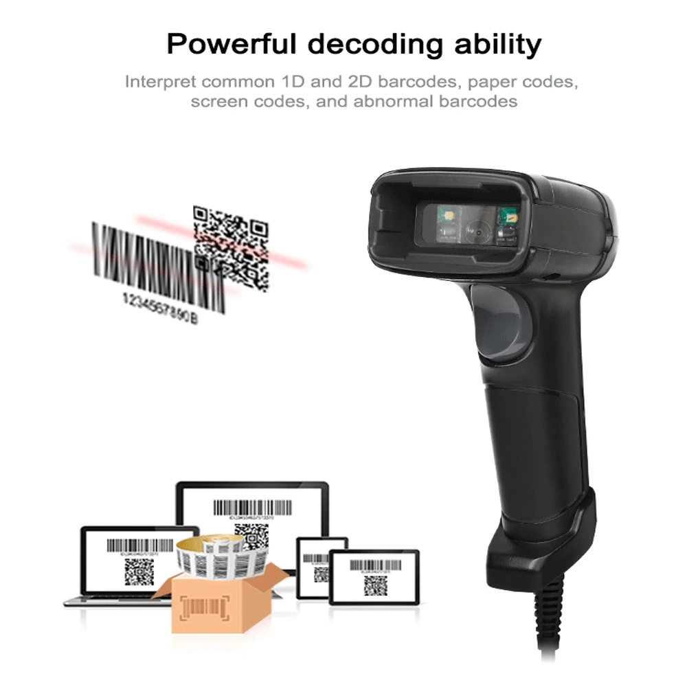 JEPOD JP-K621 Factory High Precision 2D Mobile QR Code Cable Handheld Barcode Scanner for Shop