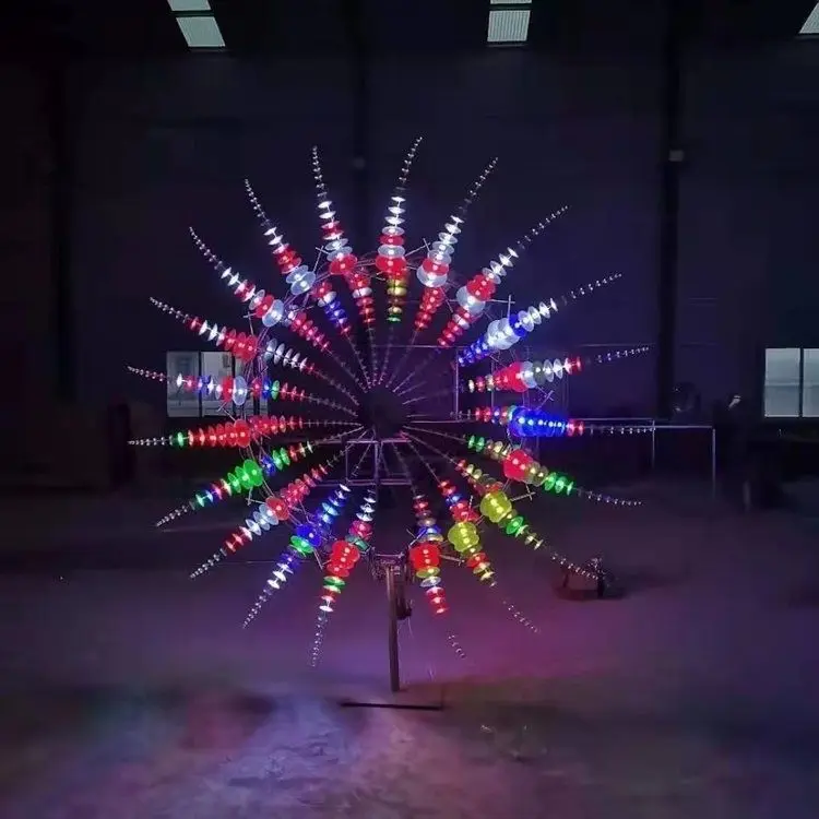 Park decor stainless steel wind kinetic sculpture 3d kinetic energy sculpture with led light