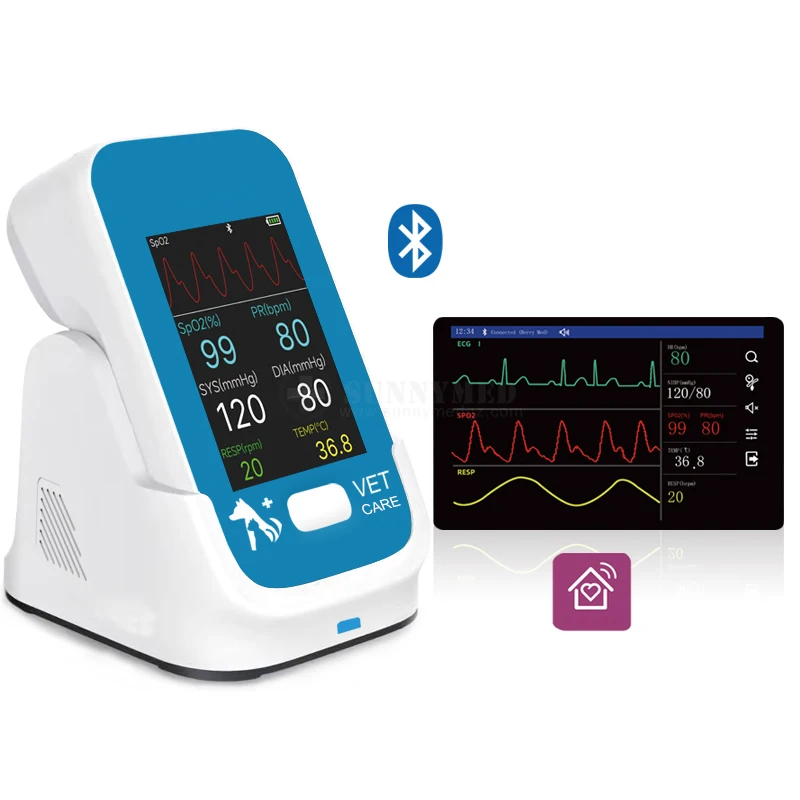 SY-AM6200 VET 2.8 inch monitor  wireless charger model vitales Multi parameter veterinary vital sign monitor animal use