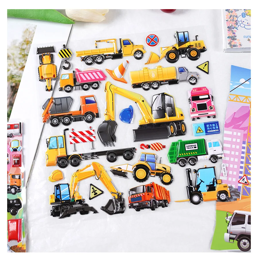Double layer Transport tools AUTO sticker Puffy sticker play set simple silence book sticker collection