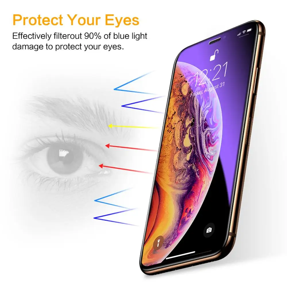 
SmartDevil 2 pack in 1 box Anti-Blue Light Screen Protector for iPhone x/xs tempered glass anti blue light full glass 