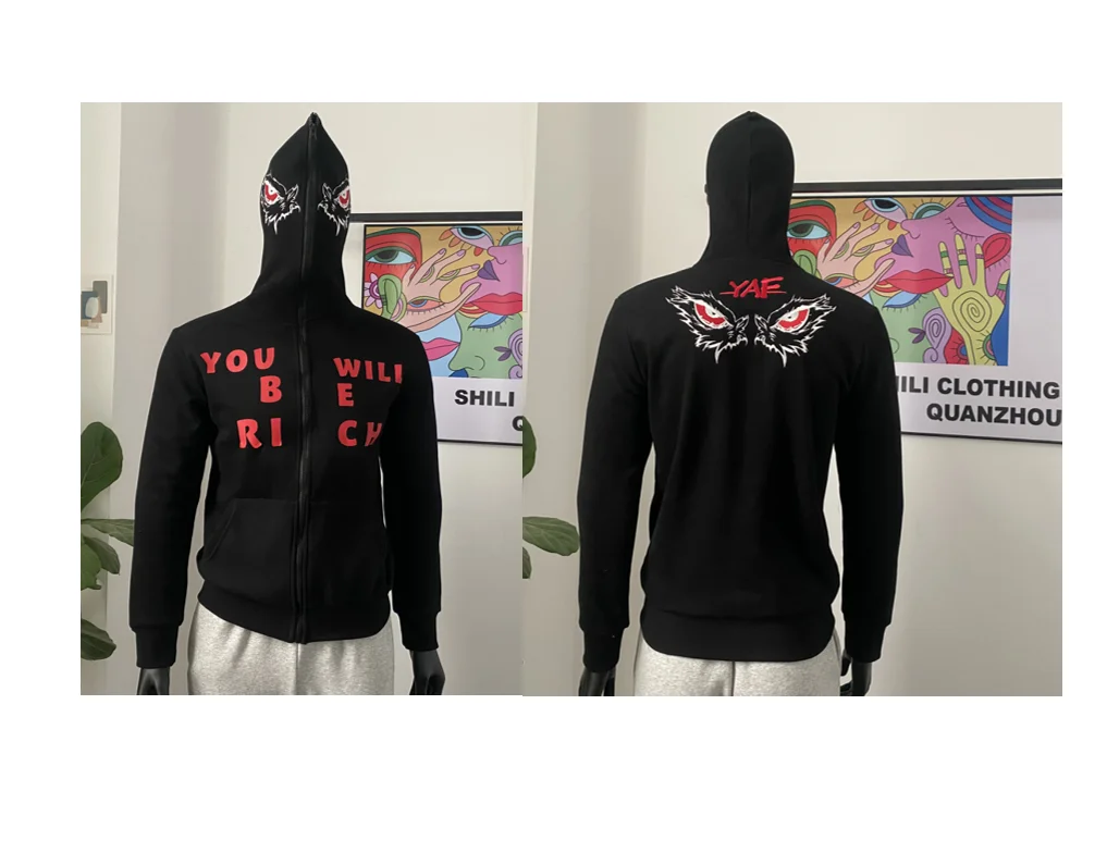 2021 Custom Logo White Men Zipper Hoody Sweatshirt Casual Hip Hop Sports Full Face Zip Hoodies Tops Full Zip Up Hoodie