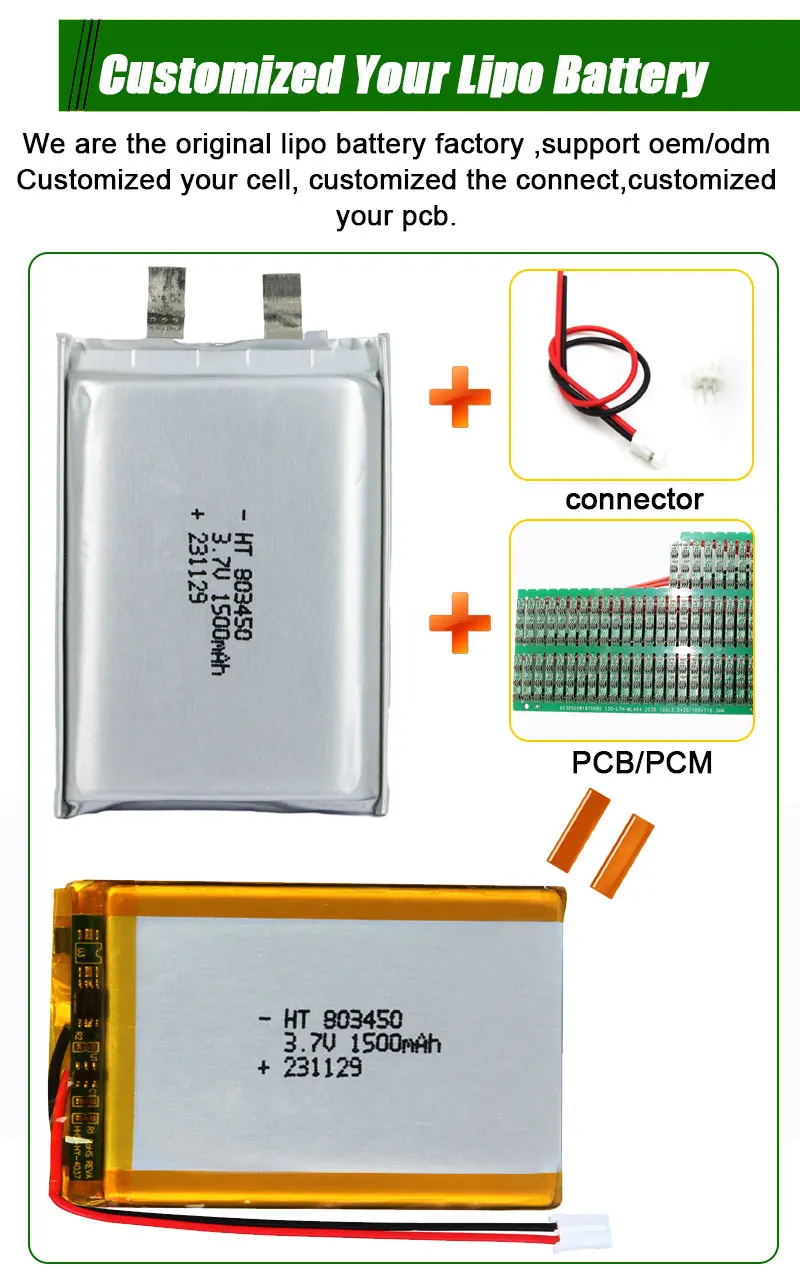Factory Price Lipo Battery 803450 3.7V 1500mah Rechargeable Lithium polymer battery For Digital Product