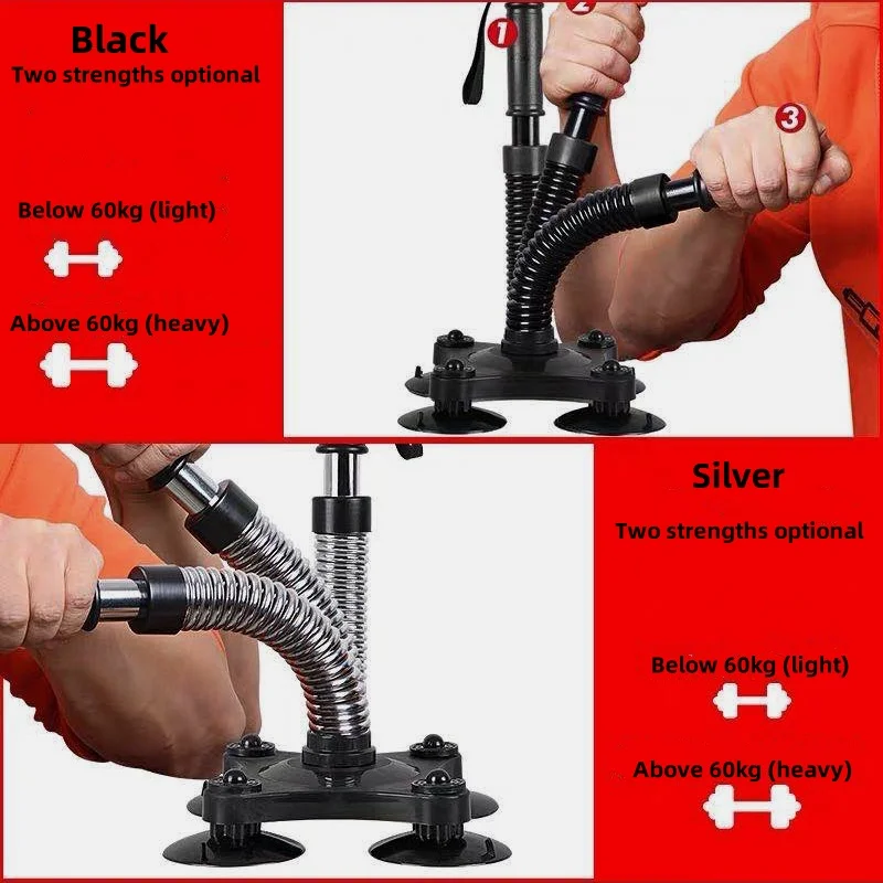 Anchored Power Twister - Arm Wrestling Resistance Spring Bar Exerciser for Biceps, Forearms, Shoulders, Chest