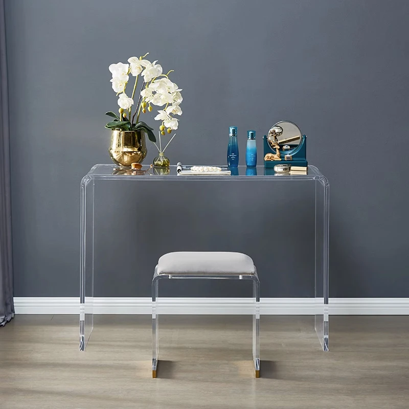 Transparent Acrylic Office Desk, Acrylic Computer Desk, U-Shaped Acrylic Furniture