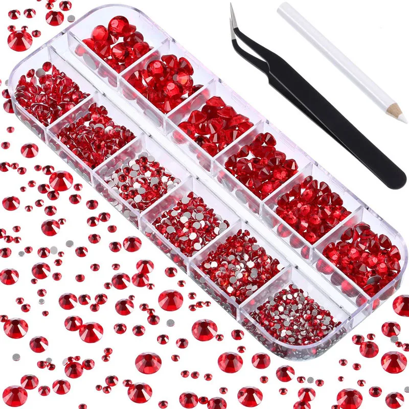 Hotsale 12 grids box  rhinestone nail drill flat glass shaped drill DIY nail rhinestone nail accessories