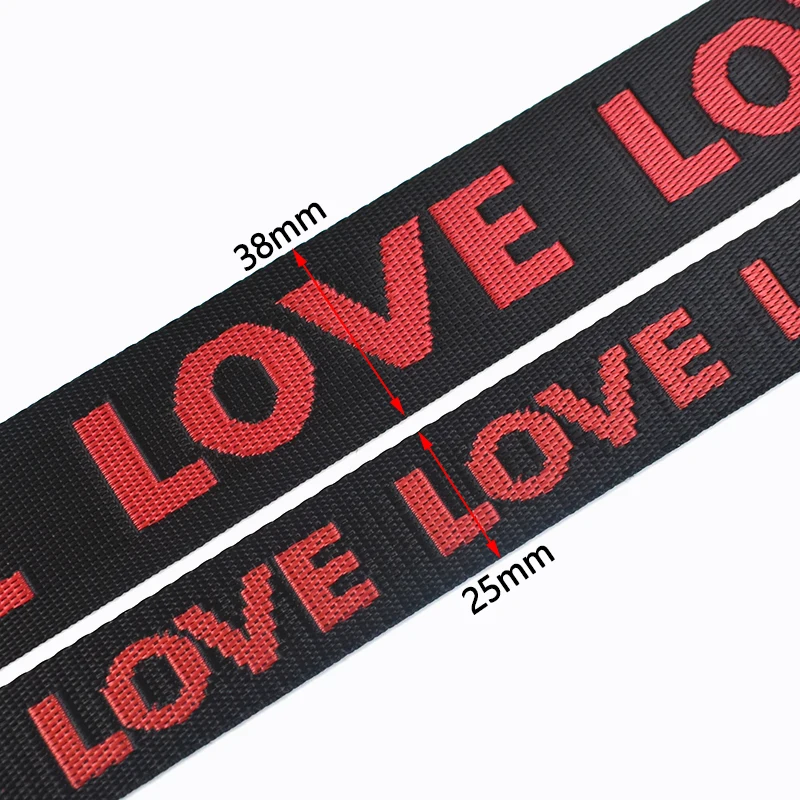 Meetee RD015 25/38mm Garment Decoration DIY Sewing Accessories Bag Shoulder Strap Nylon Jacquard Webbing Tape LOVE Ribbon