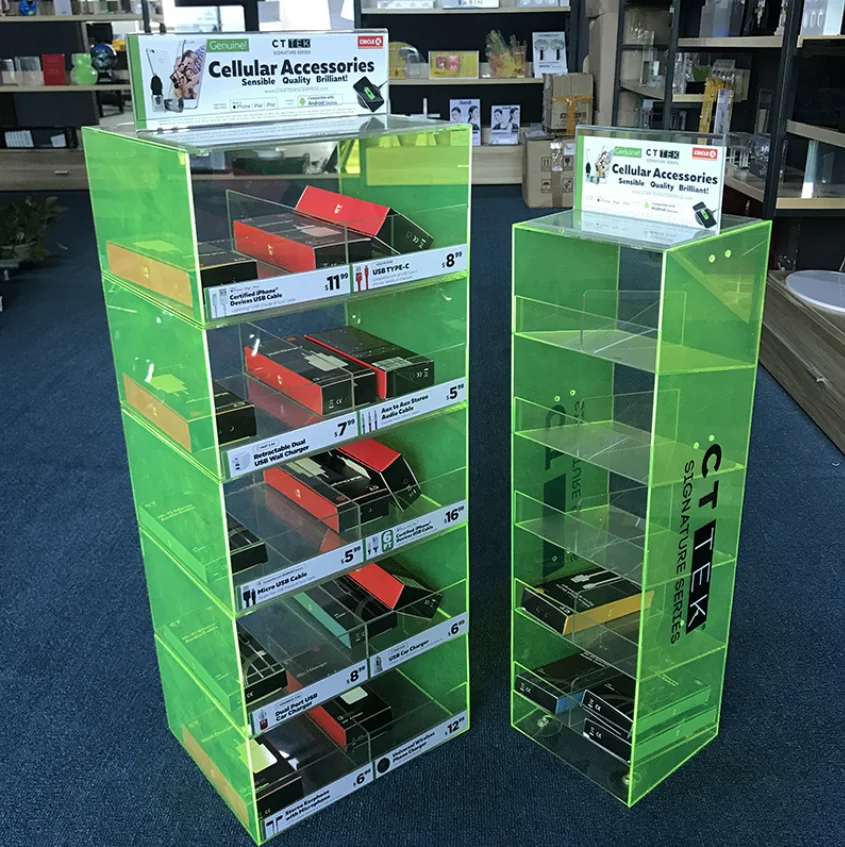 Color Printed Stick Acrylic Mobile Phone Accessories Display Rack