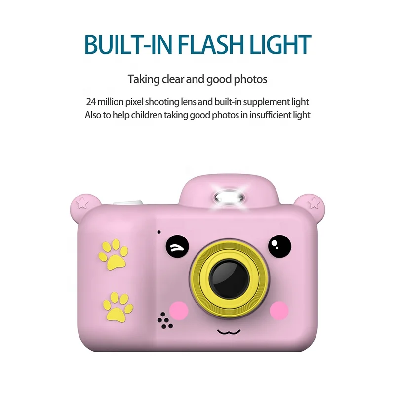 Kids photo camera 2.4inch hd screen kids digital camera 1080p cartoon design mini video toy camera for baby children outdoor