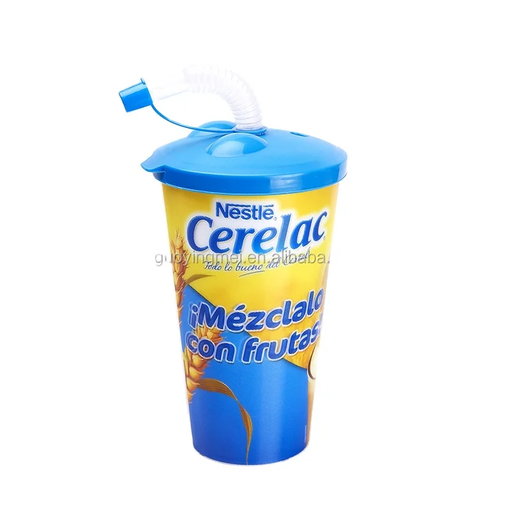 600ML plastic 3D cup 3d model with lid and straw for children