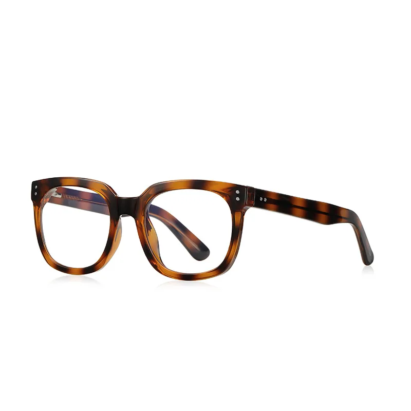 2024 Trendy Leopard Gray TR90 Anti Blue Light Eyeglasses Optical Square Rivets Glasses Sexy Ladies Designer Prescription Eyewear