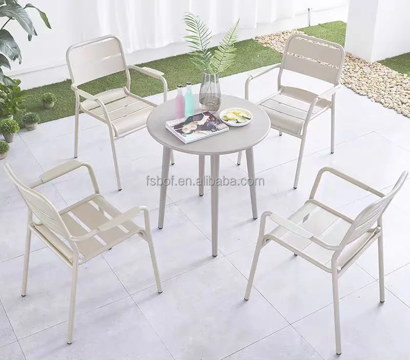 new design outdoor restaurant aluminum stacking chair tables stack chairs garden terrace coffee shop cafe table stackable chair
