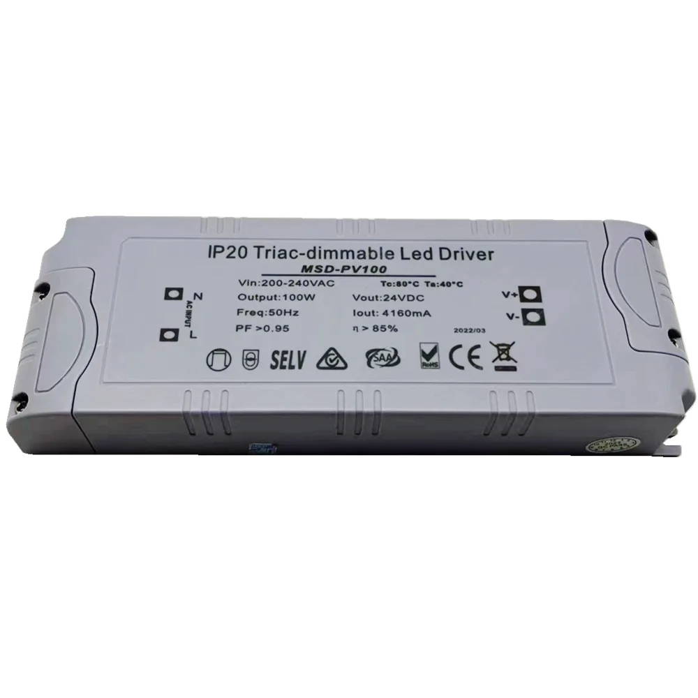 Indoor Triac dimmable 100W Power Supply Constant Voltage 12V 24V Forward Phase and Reverse Phase Cut dimmable Driver