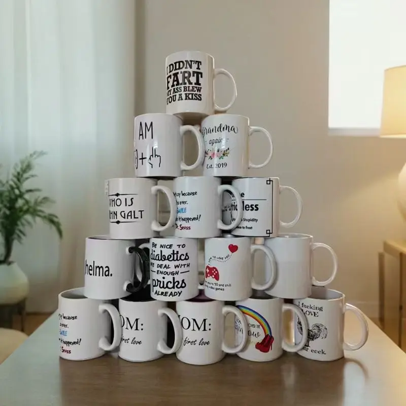 Wholesale Products Personalized 11-ounce Ceramic White Sublimated Blank Ceramic Coffee Cups