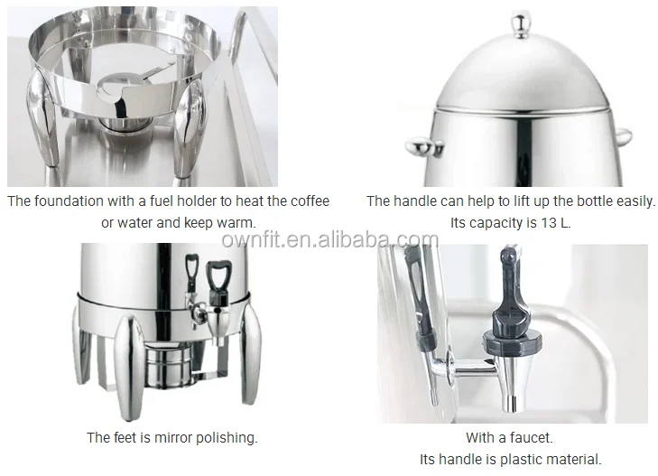 Coffee urn dispenser Contemporary buffets 19L Gold Maul Point stainless steel hammered milk and tea dispenser with heater