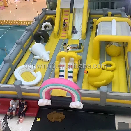 Commercial Customized Kids Bouncy Castle With Slide Amusement Outdoor Fun City Carnival Clown Circus Inflatable Playground