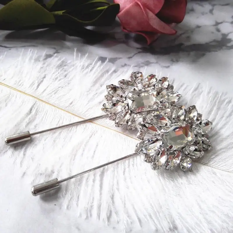 Оптовая продажа большой цветок броши стекло кристалл покрытием металла Брошь шпильки для дам