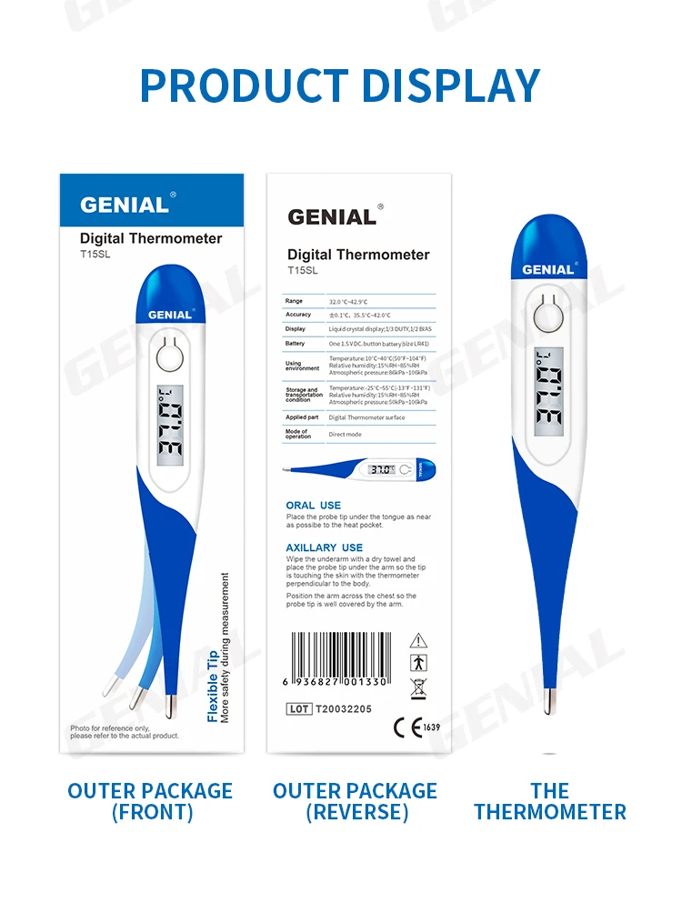 Genial wholesales manufacturer flexible electronic fever thermometer clinical forehead thermometers for children