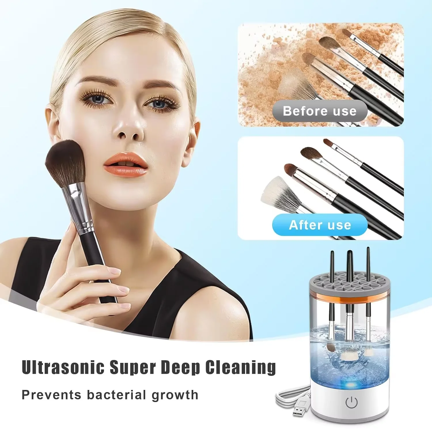 Auto Machine Makeup Brush Cleaner Reduce Annoyance Cosmetic Brush Cleaner Tools Auto-Rotating Cleaner Tools Customizable