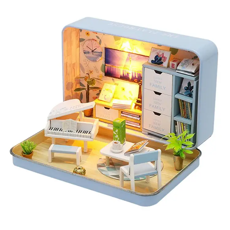 
DIY Doll House Miniature Doll House Kit Family Toy for Indoors Boys Girls Home Rooms Ornament 