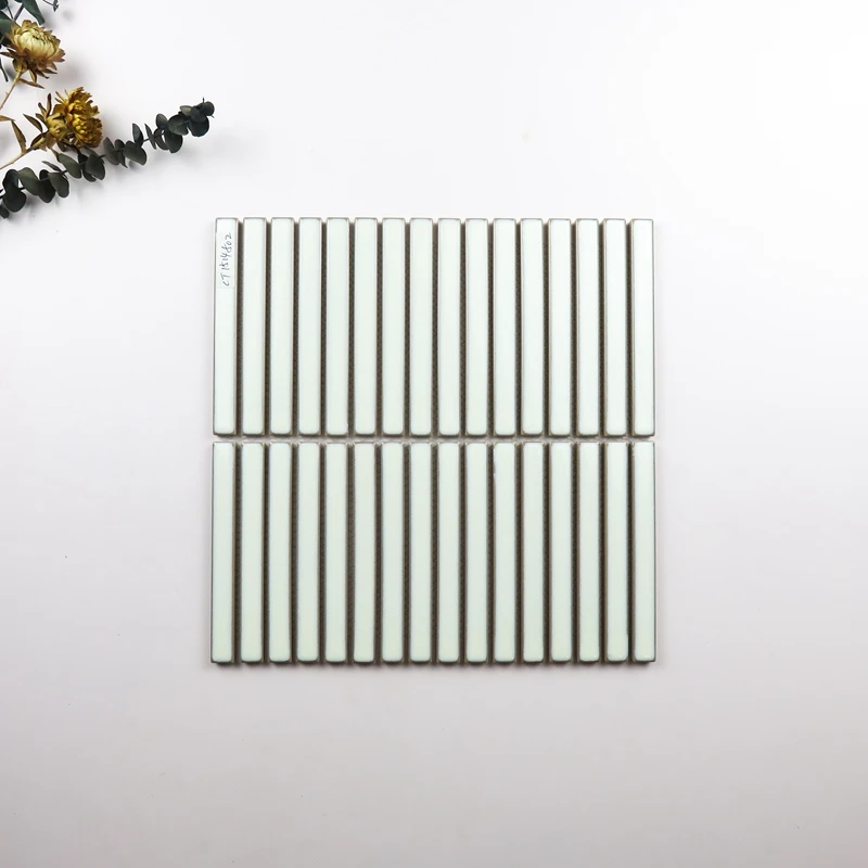 145*15mm Stackbond Glazed Ceramic White Strip Finger Kit Kat Mosaic Tile For Bathroom Backsplash Kitchen Restaurant