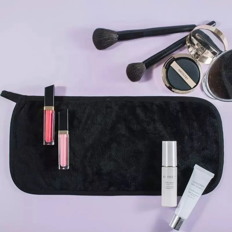 
40X18cm 30g Black Gray Pink Small Reusable Microfiber Makeup Cleaning Eraser Removal Face Towel 