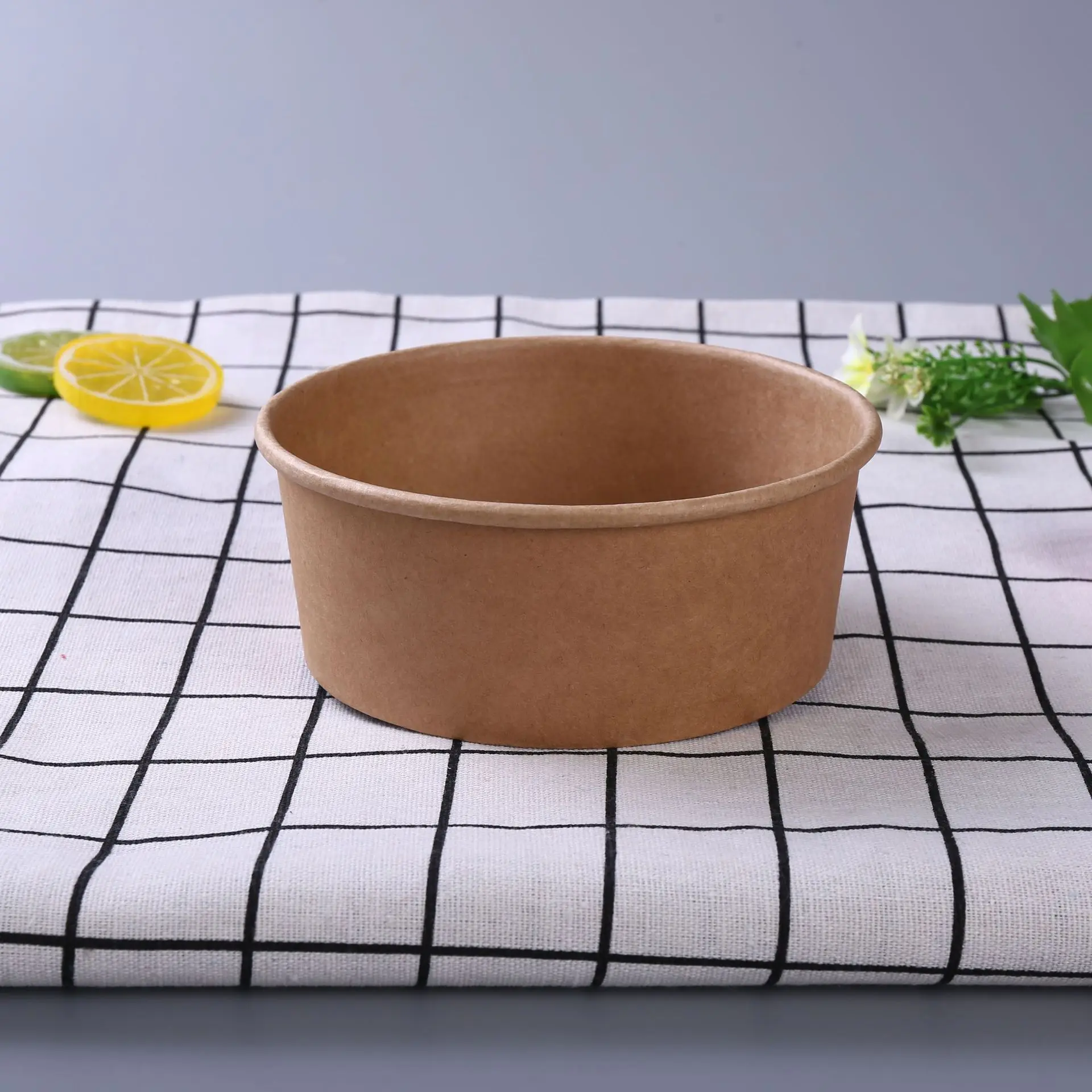 Disposable Food Grade Eco Paper Food Container Kraft Paper Soup Bowl