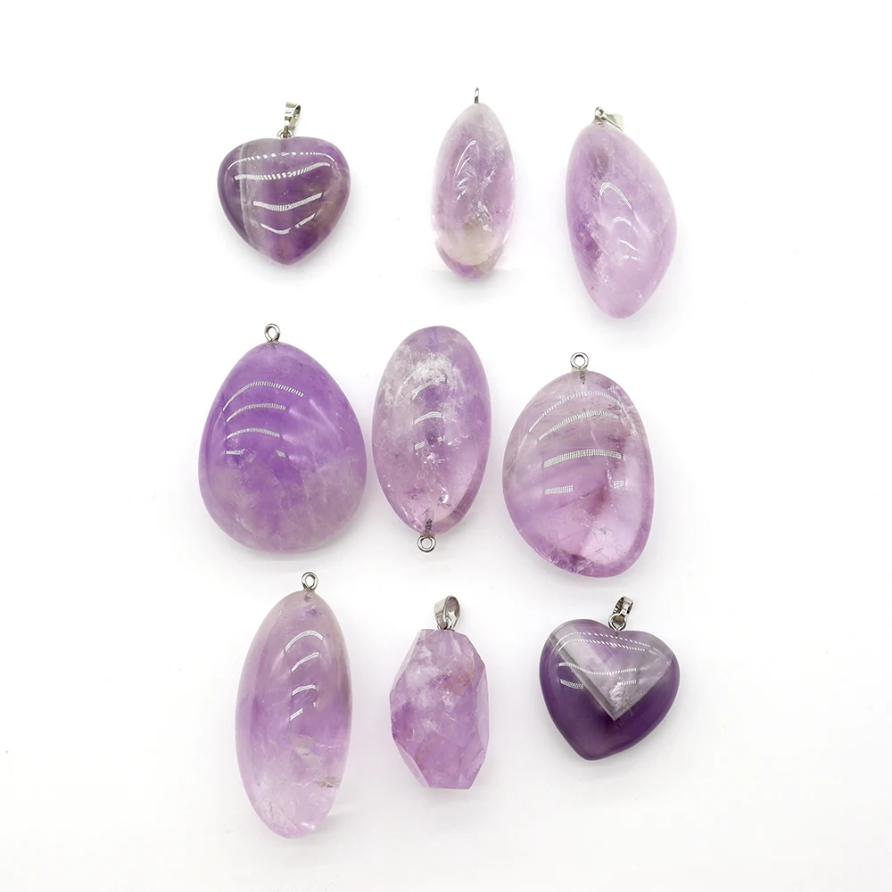 Factory Price Natural Rose Quartz Crystal Gemstone Healing Crystal Amethyst Pendant for Gift