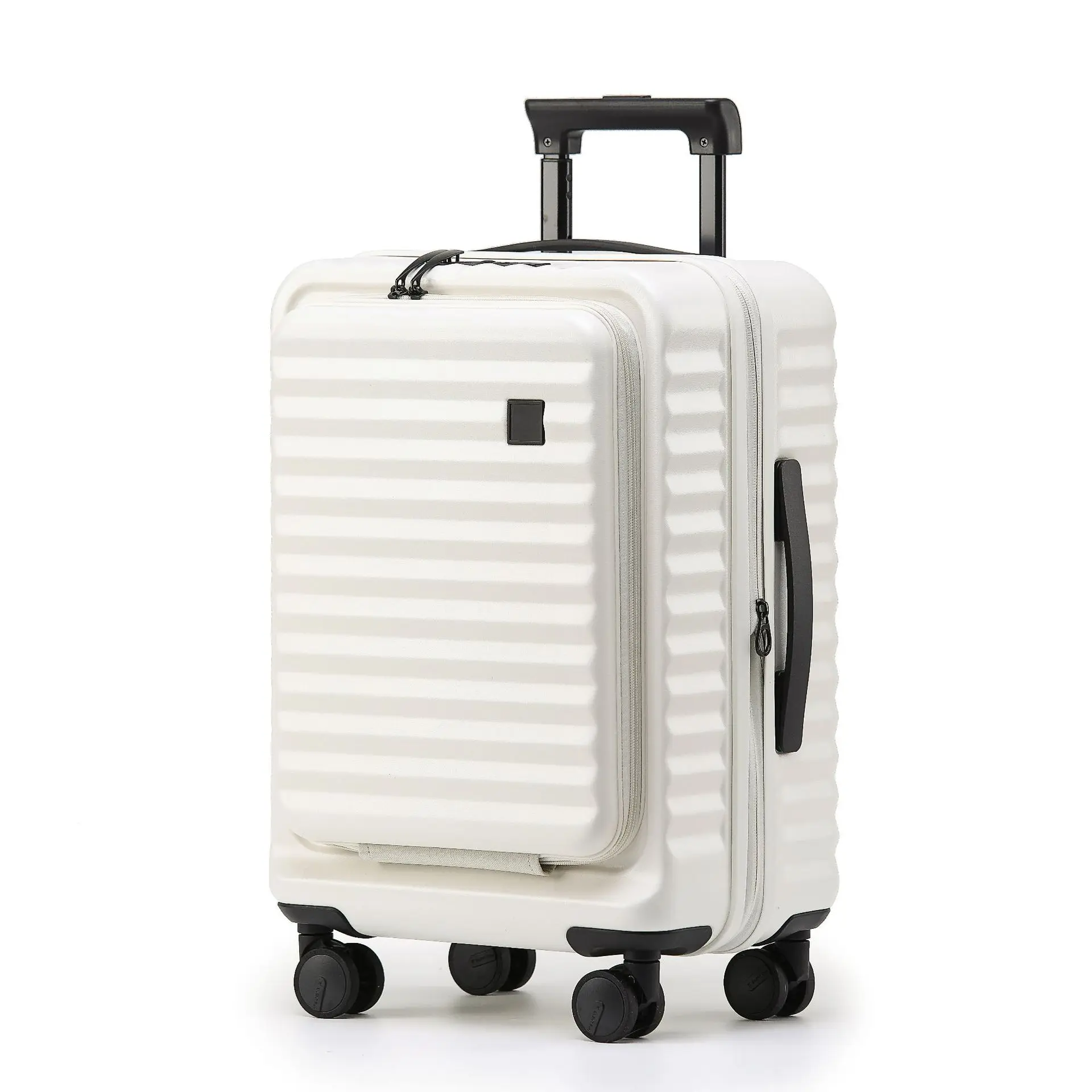 Premium 4 Wheels CarryOn Suitcase, Front Access Zipper & Expandable Design