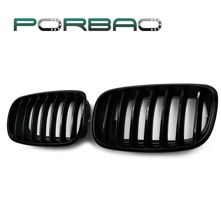 PORBAO Auto Headlight Shine Black Single Line Car Front Grille for X5/E70