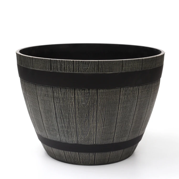 High Quality Home and Garden Pots Plastic Planter Oak Whiskey Barrel planters pot