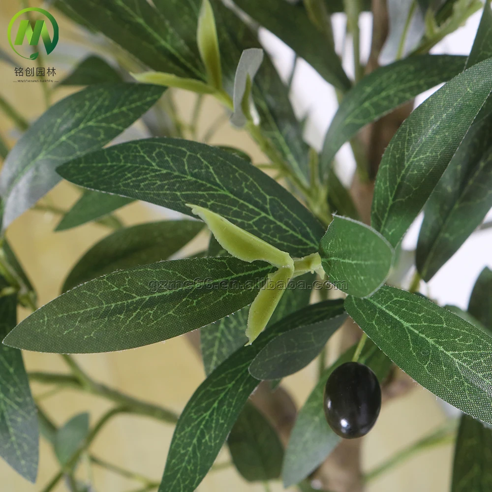 High Simulation Artificial Olive Tree for Indoor Ornament Plastic Trunk Silk Cloth Leaves Faux Artificial Olive Tree