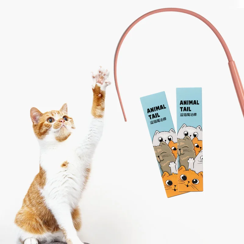 Simulation mouse tail bell teaser cat cat toys silicone sound teaser pole long toys interactive self high boredom