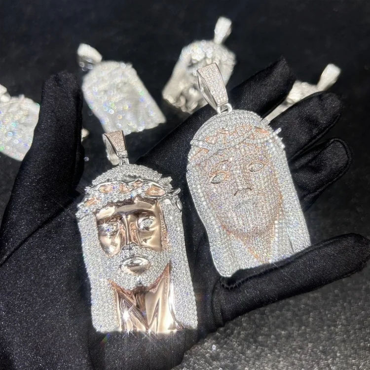 Fashion Jesus Pendant S925 Silver Hip Hop Rapper Pendant For Necklace VVS Moissanite Diamond Jesus Pendant