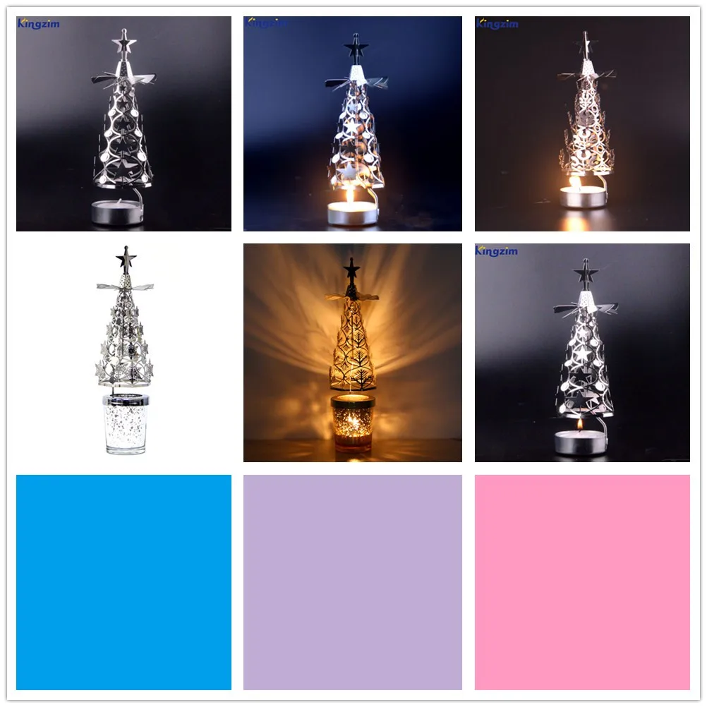 Wedding Metal Tower Shape Circle Hollow Art rotary Tea Light Candle Holder for Home Decor