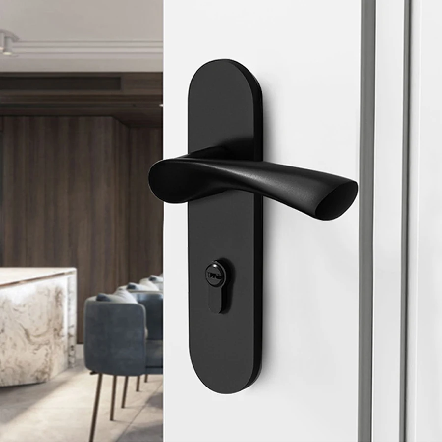 Wholesale Black Aluminum Alloy Slim Security Wooden Steel Door Exterior Door Lock Set Handles